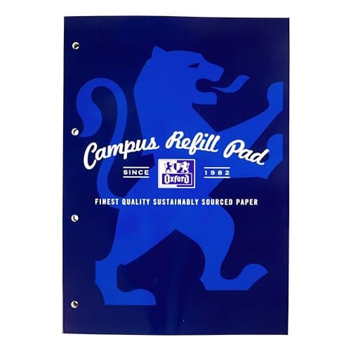Image of Oxford Campus, MEGA 300 Pages A4 Lined Paper Refill Pad with Margin, Navy, Pack of 1