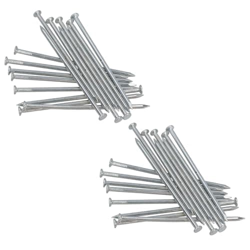 Image of 3mm x 100mm Round Headed Wire Nails for Concrete Brick Wood 32pc Zinc Plated