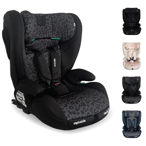 Image of My Babiie MBCS75 Toddler to Booster R129 Child Car Seat - ISOFIX with Top Tether, Harness, 76-150cm (Approx. 9-36kg, 15 Months - 12 Years), i-Size, Group 1/2/3, Adjustable, Forward Facing - Black Leo