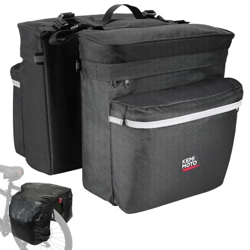 Image of KEMIMOTO Bike Pannier Bag, 34L Waterproof Bicycle Saddle Bag with Rain Cover, Bicycle Double Rear Seat Rack Pouch for Cycling Traveling Commuter Shopping
