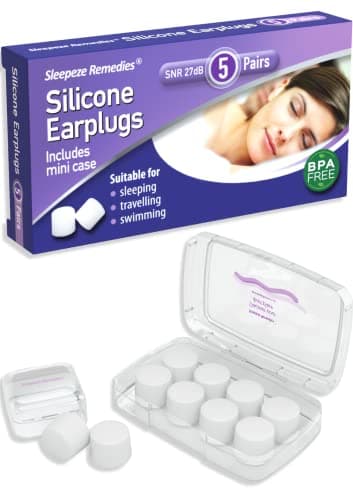 Image of Sleepeze Remedies Silicone Ear Plugs Reusable 5 x Clear, Premium Waterproof Noise Cancelling Ear Plugs, Disposable Wax Earplugs for Sleeping, Ear Defenders for Travel, Snoring, Swimming, Adults, Kids