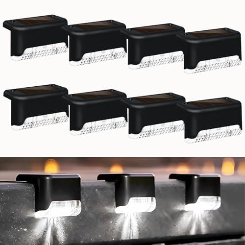 Image of Caldarax 8 Pack Solar Fence Lights Garden, LED Decking Lights Solar Powered Waterproof Outdoor Step Light for Fence, Deck, Stair, Step, Pathway, Yard, Patio, Decoration (Cool White)