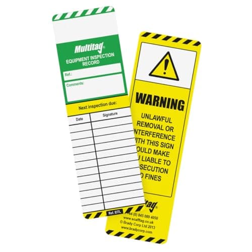 Image of Scafftag MUL-GB-EITL-STD-10 Multitag Tag Insert, Polypropylene, 164.00mm Height x 50.00mm Width, Pack of 10 status inserts
