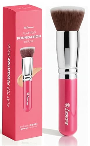 Image of Make Up Brush Foundation Kabuki Flat Top - Perfect For Blending Liquid, Cream or Flawless Powder Cosmetics - Buffing, Stippling, Concealer - Premium Quality Synthetic Dense Bristles