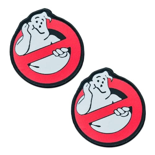 Image of 2 Pcs Compatible with Ghostbusters Embroidered Hook and Loop Funny Patches Kill Ghost Team Uniform Logo Symbol Applique Emblem for Costume Cosplay Uniform Clothes Kids Men Holiday Decor