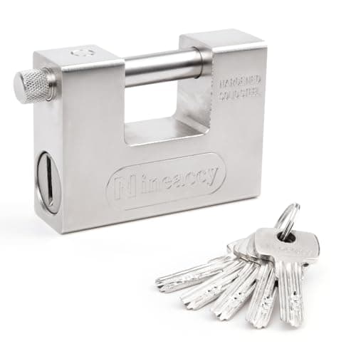 Image of JBBFCAN 5 Keys Super Silver Heavy Duty Padlock Lock for Garage Warehouse Shipping Container