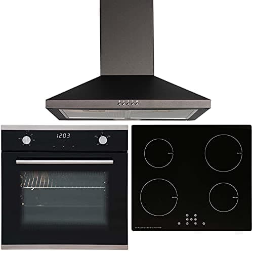 Image of SIA 60cm Single Electric Fan Oven, ECO 13 Amp 4 Zone Induction Hob & Cooker Hood