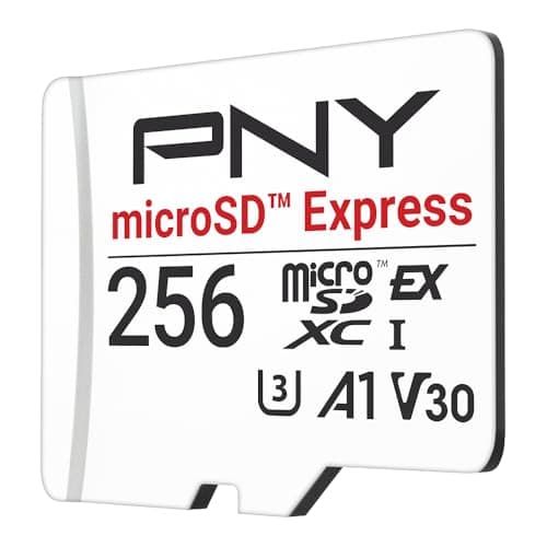 Image of PNY microSD™ Express 256GB UHS-I U3 V30 A1 microSDXC Flash Memory Card, up to 890MB/s read & up to 750MB/s write speeds, ideal for microSD Express compatible devices like Nintendo Switch 2