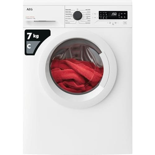 Image of AEG 5000 Series Washing Machine 7kg LFX50744B, 1400 rpm Silent Spin, TimeSave to Adjust Washing Cycles, AntiAllergy and Easy Iron Program, Washer with Quick Wash program, 847x597x568mm, Class C, White