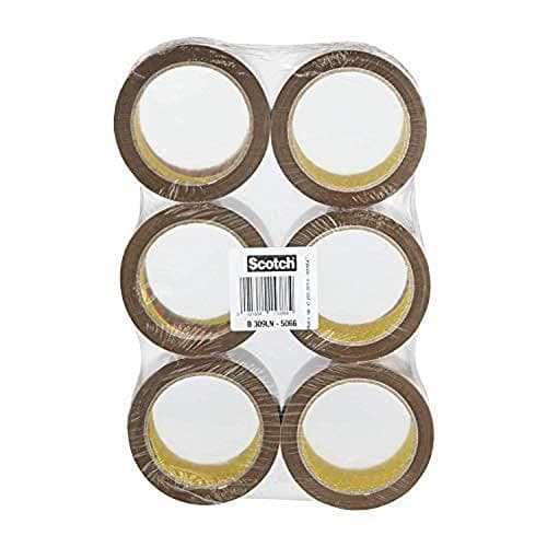 Image of 3M Scotch Storage Tape – Low noise brown packaging tape refills, 1 x flat pack of 6 rolls (50 mm x 66 m)