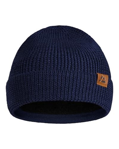Image of DANISH ENDURANCE Merino Wool Beanie Hat, Warm Fleece Lining, Thermal Winter Hats, Knit Wooly Hat, Fisherman Beanie, for Men and Women, Unisex, Blue, One Size