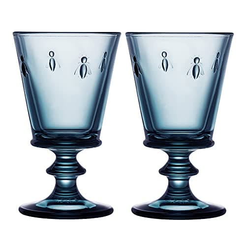Image of La Rochere Set of 2 Blue Bee Wine Glasses