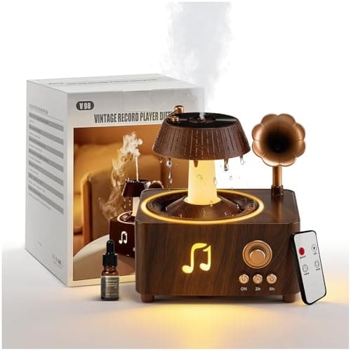 Image of Aromatherapy Diffuser Oil Humidifier with Essential for Home, 250ml Rain Ultrasonic Aroma Diffuser. 7 Colors Light Waterless Auto Off with Remote Control for Large Room Office, Dark Wood Grain Gifts