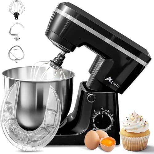 Image of Alivio 5L Stand Mixer 1500W Heavy Duty Kitchen Mixer, 10+ Speed Control with Pulse, Electric Food Mixer with Dough Hook, Flat Beater & Whisk, Stainless Steel Bowl for Baking & Kneading (Black)