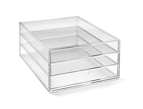 Image of OSCO Portrait Clear Acrylic 3 Tier Paper Sorter, A4 Document Storage, Filing Drawers, Paperwork Organiser, Desk Tidy, Cosmetic Storage, Lego Sorter, Coffee Capsule Pods Holder
