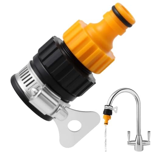Image of Universal Tap Connector, 12-16mm Kitchen Tap Connector Hose Pipe Fitting Set Faucet Adapter Garden Removable Adjustable Mixer Easy to Install Tight Connection for Bathroom Indoor and Outdoor Use