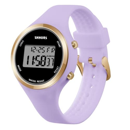 Image of AOOSU Digital Watches for Student, LED Ladies Digital Watch, Silicon Strap Elecreonic Watches, Outdoor Sport Fashion Ladies Wrist Watch with Alarm Week LED Light for Students Women and Men(Purple)