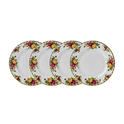 Image of Royal Albert Old Country Roses 40034980 Plates 20cm Set of 4 White, Fine Bone China