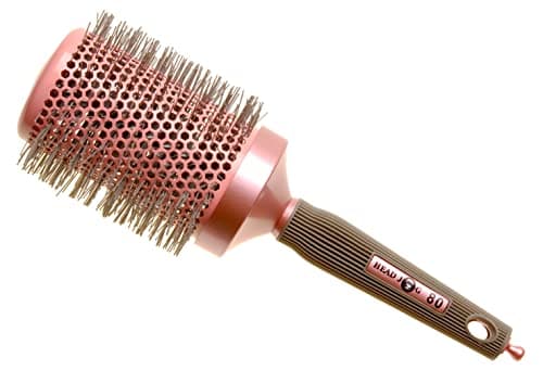 Image of Head Jog 80 Pink Radial Brush. Ceramic Coating Barrel with Nylon Bristle & Rubber Handle. Lightweight & Durable Hair Brush for Hairdressing. Reduce Frizz for Healthy Looking Hair. (60mm)