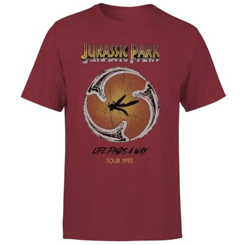 Image of Jurassic Park Life Finds A Way Tour Unisex T-Shirt - Burgundy L