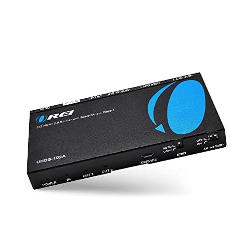 Image of OREI 1x2 2.0 HDMI Splitter with Scaler Audio Extractor 2 Ports with Full Ultra HDCP 2.4K at 60Hz & 3D Supports EDID Control - UHDS-102A
