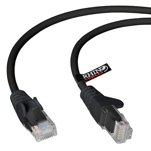 Image of rhinocables CAT 6 High-Speed Gigabit Ethernet Cable - Patch Network Lead for LAN| Snagless UTP With LSZH Jacket | RJ45 Connector - Internet, Router, Modem, Smart TV, PC & More (1.5m, Black, Pack of 1)