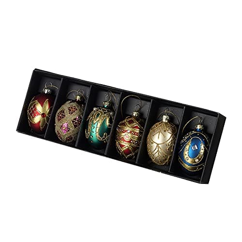 Image of Heaven Sends Ornate Egg Christmas Baubles - Aged Traditional Set of 6 Boxed
