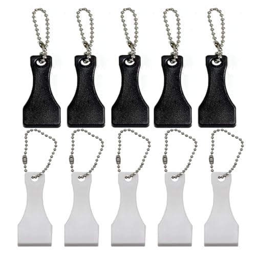 Image of Plastic Scraper Tool, Scraper Ticket Scratcher Tool, Plastic Scraper with Keychain Scratch Off Tool, Scratch Off Tool for Scratching Lotto Cards, Labels, Films (10PCS Black+10PCS White)