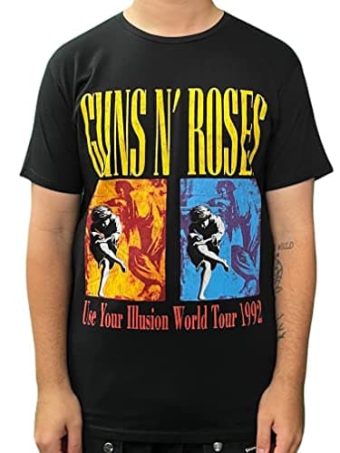 Image of Guns N Roses Men's Use Your Illusion World Tour GNR T-Shirt Black
