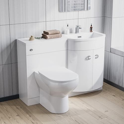 Image of Nes Home 1100mm Right Hand Sink White Combination Vanity Unit with BTW Toilet