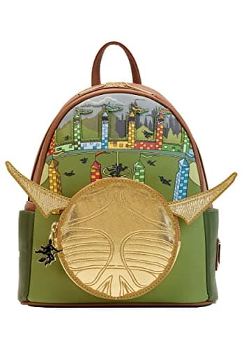 Image of LOUNGEFLY Harry Potter Mini Backpack Golden Snitch Official Green Mini Backpack