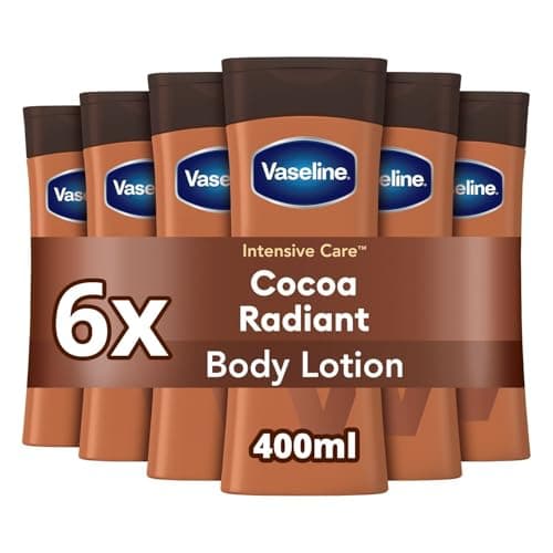Image of Vaseline Cocoa Radiant Body Lotion – Deep Moisturising Body Cream with Vaseline Jelly & 100% Cocoa Butter – Repairs Dry, Itchy Skin and Restores Natural Glow 6x 400ml