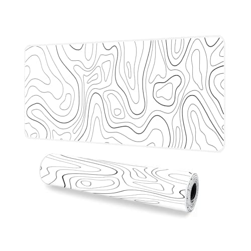 Image of Giecy Gaming Mouse Pad, XXL Keyboard Mouse Mat Desk Pad with Non-Slip Rubber Base for Office & Home Computers, Laptop, Gaming (White Line, 90 x 40 cm)