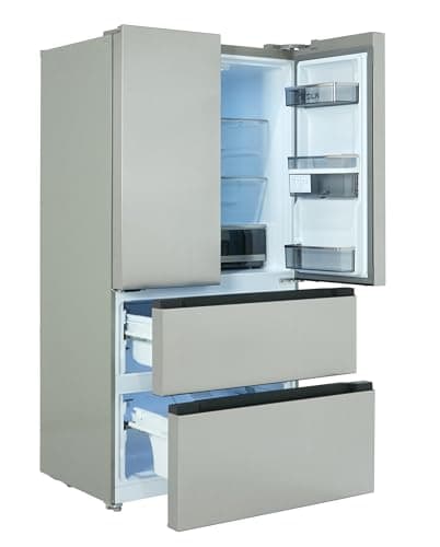Image of TESLA French 3 Door Fridge Freezer – 318L Fridge / 221L Freezer Capacity, Freestanding Stainless Steel, E Energy, No Frost, Non Plumbed, Multi Airflow, Door Water Dispenser & Metal Cooling (T571FRDX)
