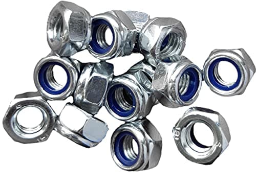 Image of M12 Nyloc Hex Nut Locking Metal Steel Sheet Zinc Plated 12mm Nut Box of 10pcs