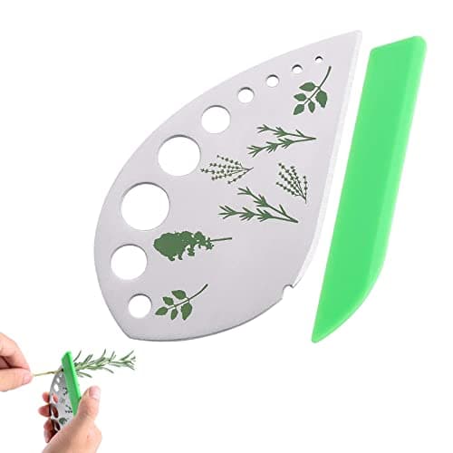 Image of Herb Stripper,9 Holes Stainless Steel Kitchen Herb Leaf Stripping Tool,Metal Herb Pealer for Kale, Chard, Collard Greens, Thyme, Basil, Rosemary