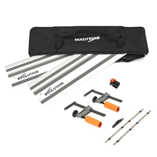 Image of Evolution Power Tools ST1400-G2 Circular Saw Guide Rail / Track | Universal Fits Most Brands Makita, Bosch, Festool | 1.4m (2x 700mm ) With Self-Aligning Connector Bars | Incl. End Stop Accessory