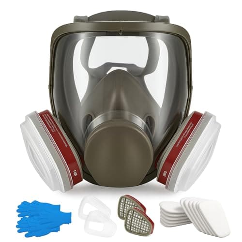 Image of GROWNEER Reusable Full Face Cover Full Face Respirator with Filters for Building Spray Painting Sanding Chemical Work Fine Gas Dust