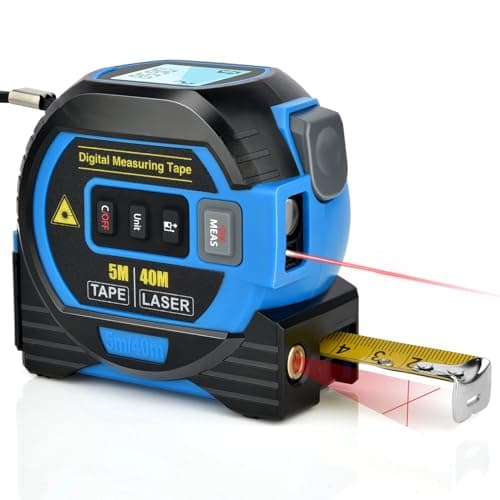 Image of Fitdays 3-in-1 Laser Tape Measure with Cross Line Level - Digital Laser Measurement Tool 131ft/40m, Auto-Leveling LCD Display, in/ft/m Units | 16ft/5M Tape | (Blue)