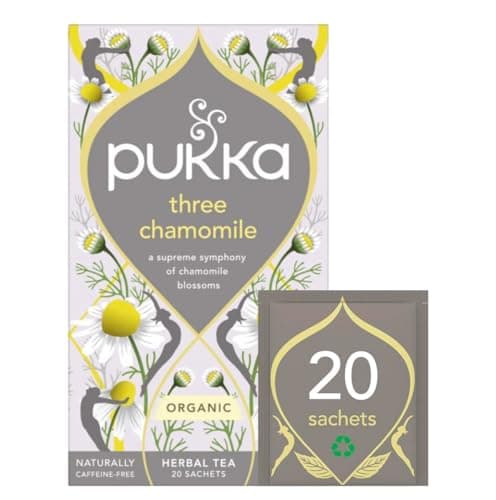 Image of Pukka Herbs | Three Chamomile Organic Herbal Tea Box | Infusion With African, Egyptian & European Chamomile | Perfect For Calming | Caffeine Free | 20 Plant Based Biodegradable Tea Bags