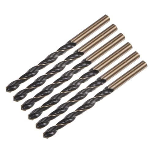 Image of sourcing map 6pcs Jobber Drill Bits 7mm Black Nitride & Gold Titanium Coated 4341 High Speed Steel (HSS) 135 Degree Split Point Twist Drill Bits for Stainless Steel Metal Plastic Wood