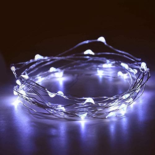 Image of Annefly 2 Pack Battery Operated 2M 20 LED Silver Wire Fairy String Lights Firefly Lights DIY Decoration for Bedroom Jars Christmas Wedding Party Festival Indoor Outdoor Camping (Cool White, 2m 2pack)