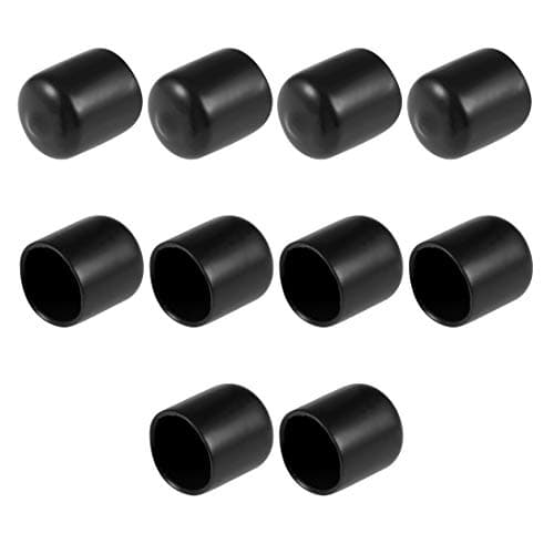 Image of sourcing map 10pcs Rubber End Caps 16mm ID Vinyl Round End Cap Cover Screw Thread Protectors Black