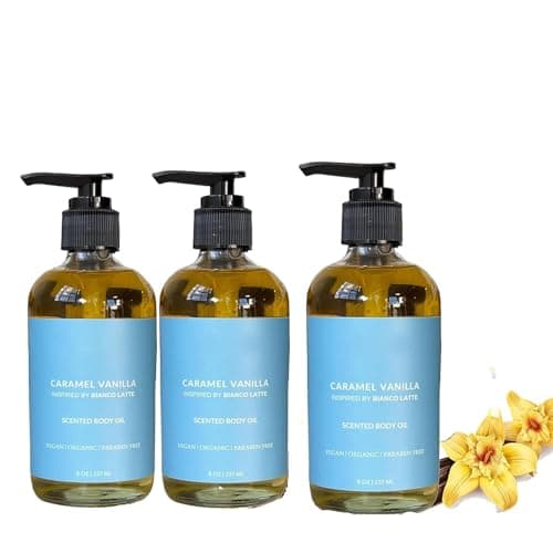 Image of Orena Body Oil Caramel Vanilla, Orena Body Oil Vanilla, Orena Body Oil, Bianco Latte Body Oil, Long-Lasting Nourishing & Fragrance, Orena Fragrances Body Oil Caramel Vanilla (3pcs)