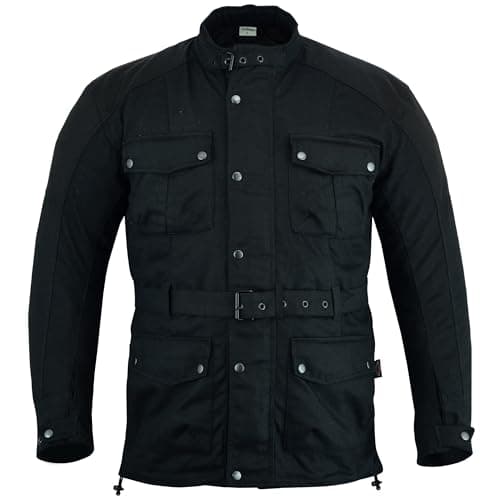 Image of Texpeed Waterproof Waxed Mens Cordura Motorcycle Motorbike Biker Jacket With Black CE Armour (EN 1621-1) (XL)