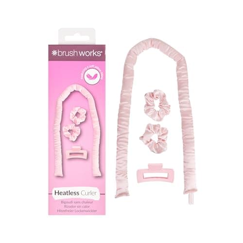 Image of Brushworks Heatless Hair Curler – Overnight No-Heat Curling Rod Set with Satin Scrunchies & Claw Clip | Create Effortless, Bouncy Curls Without Heat Damage