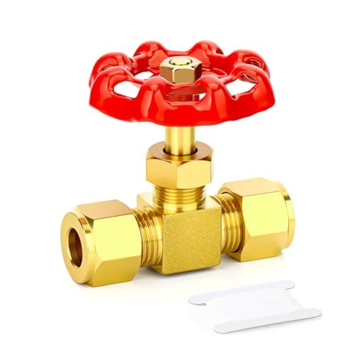 Image of ERGAOBOY Brass Ball Valve Shut Off Switch, 10MM OD x 10MM OD Compression Air Compressor Shut Off Valve for Water Oil Gas