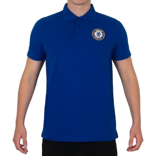 Image of Chelsea Official Football Gift Mens Crest Polo Shirt Royal Blue Large