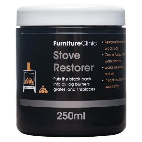 Image of Furniture Clinic Stove Restorer - Restores The Natural Matt Black Colour on Log Burners, Iron Grates, & Fireplaces. Works Like a Polish - 250ml