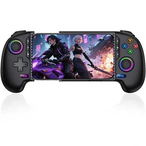 Image of HASACOOL Wireless Mobile Game Controller for iPhone/Android with Hall Effect Joystick, Phone Case Support, RGB Lights - Compatible with Xbox Cloud/Steam/COD/Roblox, Ergonomic Grip Phone Controller